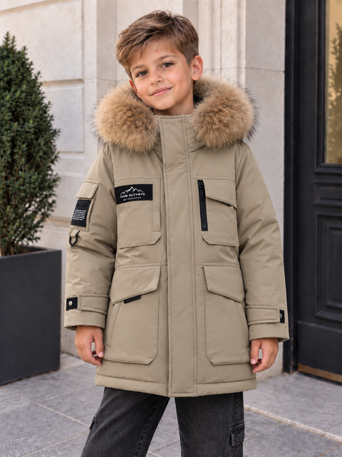 Дитяча куртка пуховик для хлопчика Motxy Kids 128-134 см Хакі 60582936 фото