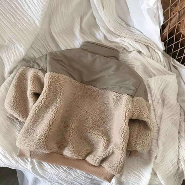 Повсякденна демісезонна дитяча куртка баранець (Teddy), бежева, розмір 98-104 60583543 фото