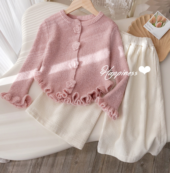 Детский костюм для девочки кардиган, брюки Sweet 80 см розовый 60583110 фото