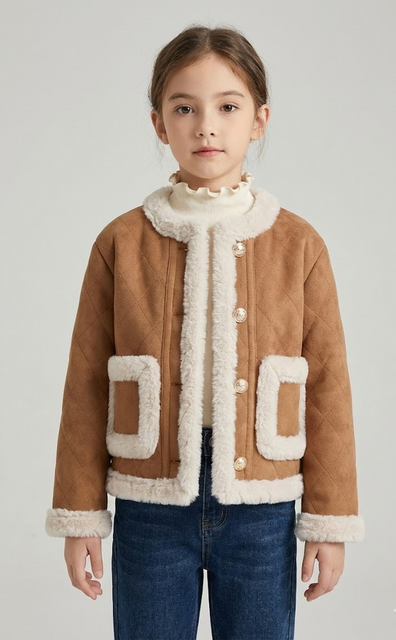 Дитяча дублянка для дівчинки Boutique Child 98 см коричнева 58377839 фото