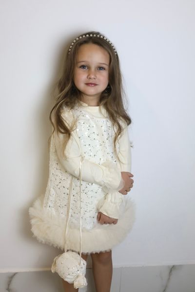 Дитячий комплект кофта, сарафан, сумочка GMK Kids 92 см молочний 60583208 фото