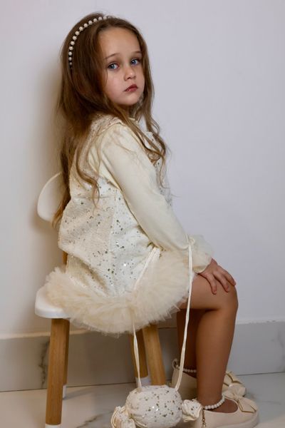 Дитячий комплект кофта, сарафан, сумочка GMK Kids 92 см молочний 60583208 фото