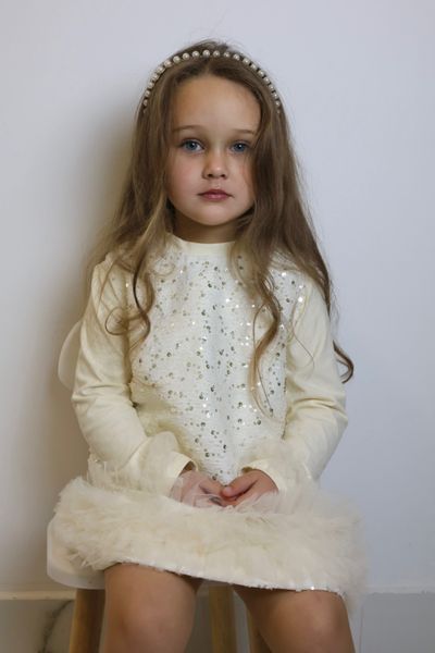 Дитячий комплект кофта, сарафан, сумочка GMK Kids 92 см молочний 60583208 фото