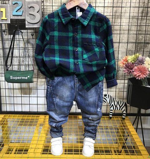 Детская рубашка для мальчика Fasbaby 104 - 110 см синий 89621953 фото